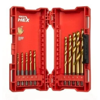 Milwaukee Estuche 10 de brocas HSS-G Titanio